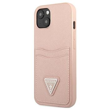 Guess GUHCP13SPSATPP Saffiano Triangle Logo Cardslot Защитный чехол для iPhone 13 mini 5,4