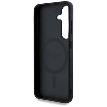 Guess Leather 4G Flowers Print Metal Classic Logo MagSafe Защитный чехол для Samsung Galaxy S25 / розовый (GUHMS25SP4ROPEMCP)