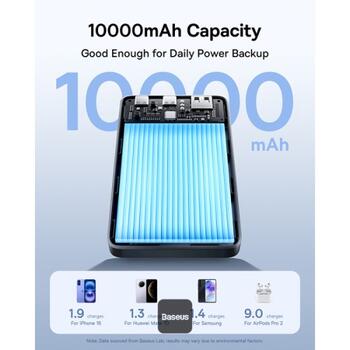 Baseus EnerFill FP21 Портативный аккумулятор 10000 mAh 22.5W USB-A USB-C / чёрный (6932172690304)