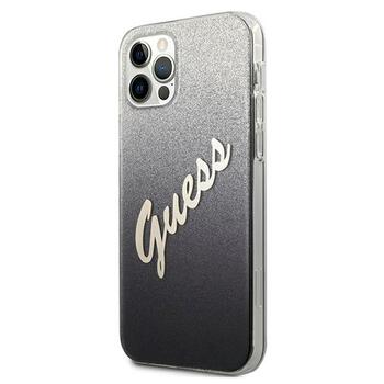 Guess GUHCP12LPCUGLSBK Glitter Gradient Script Aizsargapvalks priekš iPhone 12 Pro Max 6,7