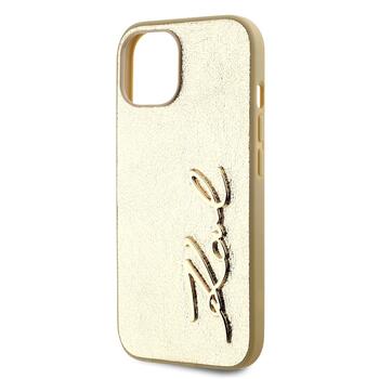 Karl Lagerfeld Wrinkled PU Signature Logo Case Защитный чехол для iPhone 15 / золотой (KLHCP15SPFMFBKMD)