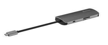 Swissten USB-C Sadalītājs 6in1 ar 3X USB 3.0 / 1X USB-C Power Delivery / 1X microSD / 1X SD / Alumīnija korpuss (SW-USBC-6IN1)
