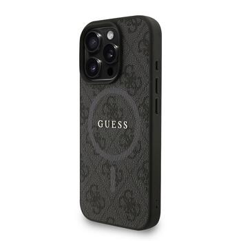 Guess PU Leather 4G Colored Ring Strap MagSafe Case Aizsargapvalks priekš iPhone 16 Pro / melns (GUHMP16LP4GREGSK)