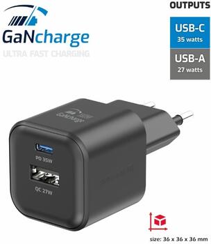 Swissten 3арядное устройство GaN USB-C 35W PD / USB-A 27W QC (22071210)