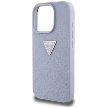 Case Guess Hot Stamp 4G Pattern Triangle Metal Logo Aizsargapvalks priekš iPhone 16 Pro / violets (GUHCP16LPGP4STRU)
