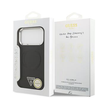 Guess PU Leather Triangle Logo MagSafe Case Aizsargapvalks priekš Apple iPhone 17 Pro (GUHMP17LPSDTSCMK)