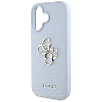 Guess Grained Big 4G Logo Small Classic Logo Case Aizsargapvalks priekš iPhone 16 / zils (GUHCP16SPGT4MBB)