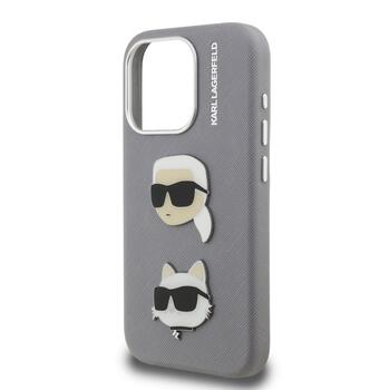 Karl Lagerfeld Grained PU K&CH Heads Case Aizsargapvalks priekš Apple iPhone 15 Pro (KLHCP15LPSFDHPG)