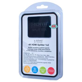 Savio HDMI sadalītājs 2 HDMI ieejas (CL-93)