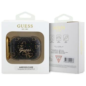 Guess GUAP2PG4GPK Aizsargapvalks priekš AirPods Pro 2 (2022/2023) 4G Hook / melns (GUAP2PG4GPK)