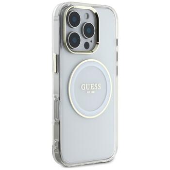 Guess IML Metal Colored Circle Classic Logo MagSafe Защитный чехол для iPhone 16 Pro / белый (GUHMP16LHTDRCEDH)
