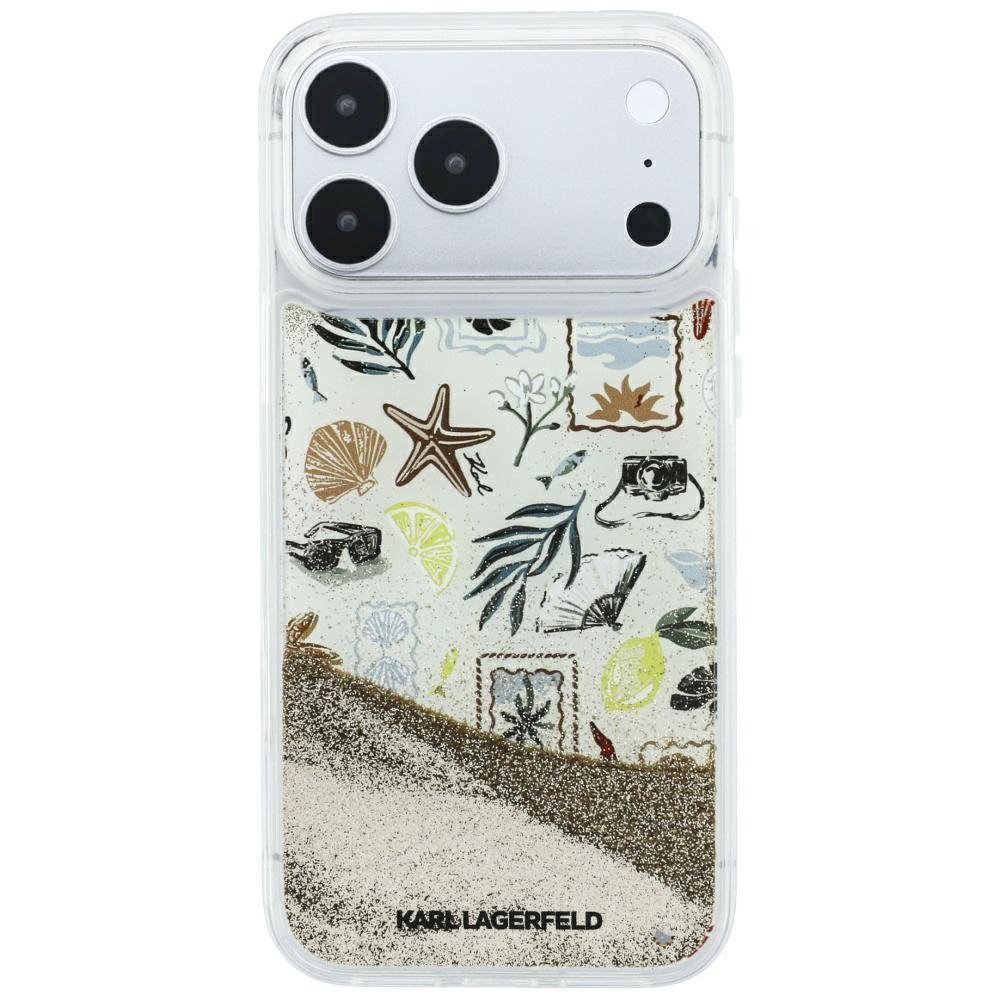 Karl Lagerfeld Liquid Glitter Beach & Sand Case Aizsargapvalks priekš iPhone 18 Pro Max / iPhone 17 Pro Max / bēšs (KLHCP18X6LCSPCE)