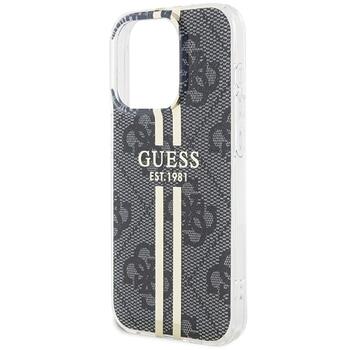 Guess GUHCP15LH4PSEGK Hardcase IML 4G Gold Stripe Aizsargapvalks priekš iPhone 15 Pro 6.1