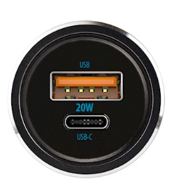Forever CC-06 USB-C / USB Automašīnas Lādētājs + USB-C - USB-C Vads (GSM172992)