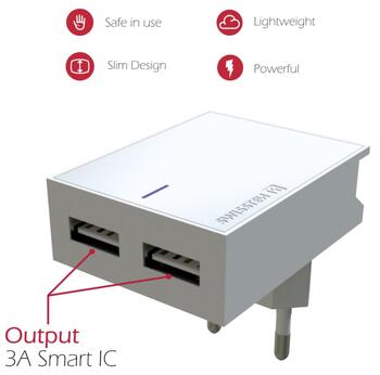 Swissten MFI Apple Сертифицированное Зарядное устройство USB 3А / 15W С проводом Lightning 1.2m (SW-DET-3AWCLMFI-WH)
