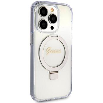 Guess GUHMP15LHRSGSD Hardcase Ring Stand Script Glitter Aizsargapvalks priekš iPhone 15 Pro 6.1