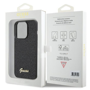 Guess PU Disco Script Metal Case Защитный Чехол для Apple iPhone 15 Pro (GUHCP15LPMSDGSK)