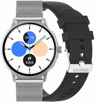 Smartwatch Damski GRAVITY GT12-7 Смарт-часы с силиконовым ремешком + серебристым браслетом / чёрный (GT12-7)