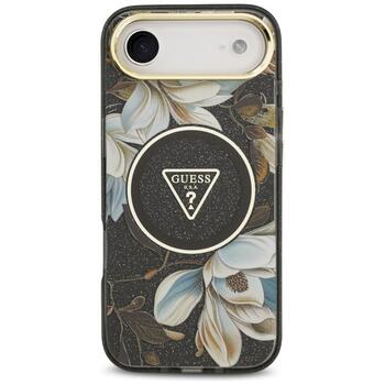Guess IML Glitter Flowers Triangle MagSafe case Защитный чехол для iPhone Air / чёрный (GUHMP17MHFLPEDK)