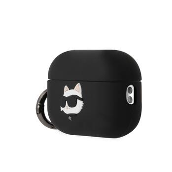 Karl Lagerfeld 3D Logo NFT Choupette Head Silicone Case Aizsargapvalks priekš AirPods Pro 2 / melns (KLAP2RUNCHK)