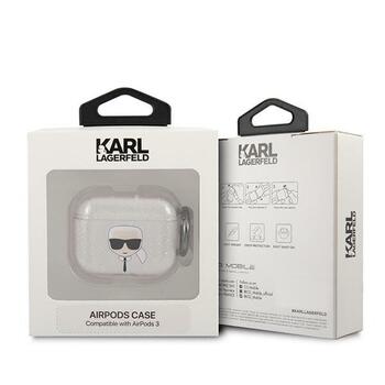 Karl Lagerfeld KLA3UKHGS AirPods 3 cover Aizsargapvalks priekš AirPods 3 Glitter Karl`s Head / sudraba (KLA3UKHGS)