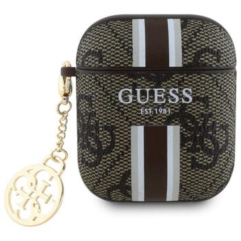 Guess GUA2P4RPSW AirPods 1/2 Cover Aizsargapvalks priekš AirPods 1/2 4G Printed Stripes Charm / brūns (GUA2P4RPSW)
