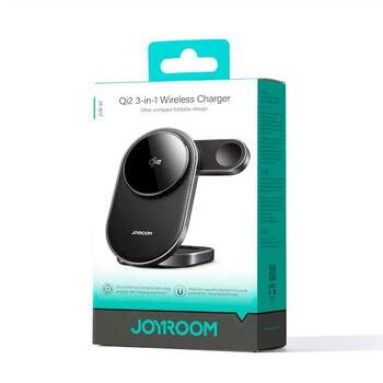 Joyroom JR-W17 Wireless Charger 3-in-1 Беспроводное зарядное устройство для iPhone, Apple Watch и AirPods All Series Cable 15W / чёрный (JR-W17-BLK)