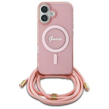 Guess GUHMP16SHCTSGNSP Hardcase Crossbody Cord Script MagSafe Защитный чехол для iPhone 16 6.1