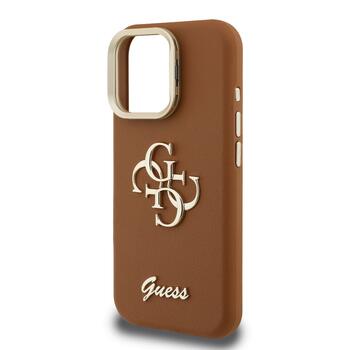 Guess PU Grained 4G Logo Stand Camera Frame Case Защитный чехол для iPhone 15 Pro Max / коричневый (GUHCP15XPCS4GSW)
