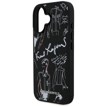 Karl Lagerfeld Grained Pattern & Logo MagSafe Case Защитный чехол для iPhone 16 / чёрный (KLHMP16SPGGRMPK)