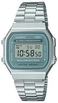 CASIO VINTAGE A168WA-3AYES Vīriešu pulkstenis / sudraba/zaļš (A168WA-3AYES)