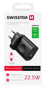 Swissten Travel Tīkla Lādētājs USB-A / USB-C / iWatch (22045520)