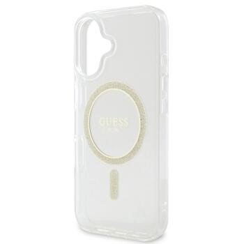 Guess IML Glitter Ring MagSafe Case Защитный чехол для iPhone 16 Plus / прозрачный (GUHMP16MHFGERET)
