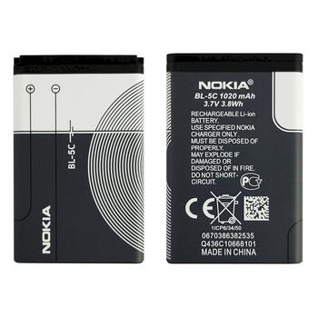 Nokia BL-5C Оригинальный аккумулятор Li-Ion 3.7V / 1020mAh (OEM) (BL-5C/N)