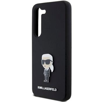 Karl Lagerfeld KLHCS23SSMHKNPK Silicone Ikonik Metal Pin Aizsargapvalks priekš Samsung Galaxy S23 / melns (KLHCS23SSMHKNPK)