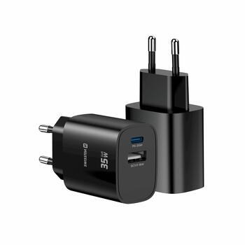 Swissten Edge Сетевое зарядное устройство USB-C PD 35W + USB-A QC 18W (22071716)
