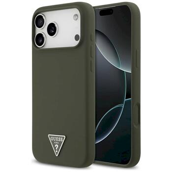 Case Guess Silicone Triangle Logo MagSafe Защитный чехол для iPhone 17 Pro Max / хаки (GUHMP17XSCTRLMA)