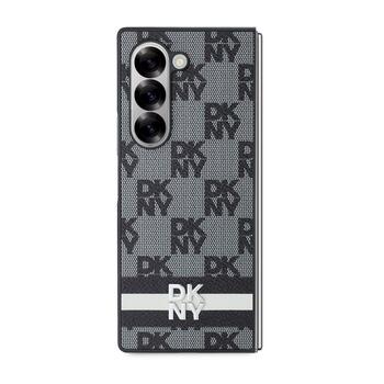DKNY PU Leather Checkered Pattern and Stripe Case Aizsargapvalks priekš Samsung Galaxy Z Fold 6 / melns (DKHCZFD6PCPTSSK)