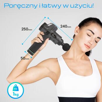 Extralink Massage Gun Pro Массажный пистолет / 3800 об/мин / 6 сменных насадок (MSG-01-PRO)