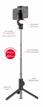 Swissten Bluetooth Selfie Stick Alumīnija Statīvs Telefoniem un Kamerām Ar Distances Bluetooth Pulti (32000400)