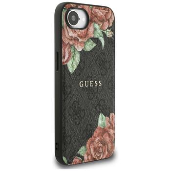 Case Guess 4G Flowers Print MagSafe Aizsargapvalks priekš iPhone 16e/17e / melns (GUHMPSE4P4ROPEMCK)