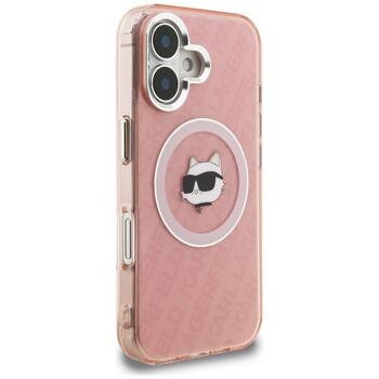 Karl Lagerfeld IML Choupette Head Logo MagSafe Защитный чехол для iPhone 16 / розовый (KLHMP16SHMKBCHP)