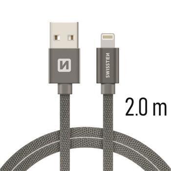 Swissten Textile Fast Charge 3A Lightning Кабель Для Зарядки и Переноса Данных 2m (SW-QU-LIGH-3A-2M-GR)