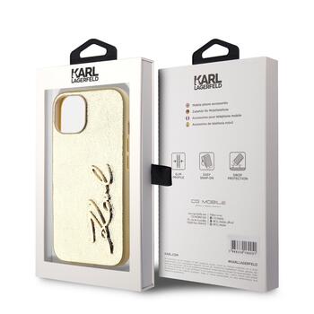 Karl Lagerfeld Wrinkled PU Signature Logo Case Защитный чехол для iPhone 15 / золотой (KLHCP15SPFMFBKMD)
