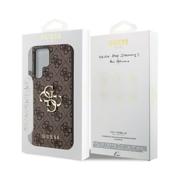 Guess PU 4G Metal Logo Case Aizsargapvalks priekš Samsung Galaxy S24 Ultra / brūns (GUHCS24L4GMGBR)