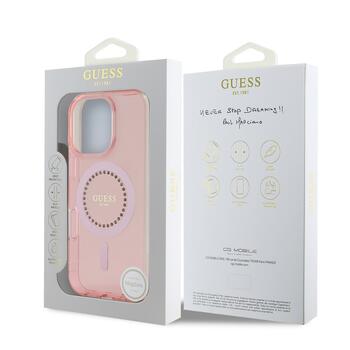 Guess IML Rhinestones Ring MagSafe Case Чехол для Apple iPhone 16 Pro (GUHMP16LPFTDTEP)