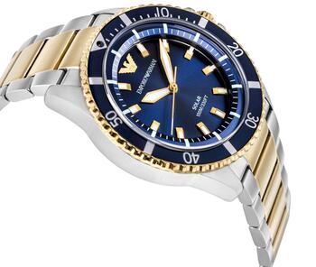 Emporio Armani World Explorer Solar Chronograph Rokas Pulkstenis AR11738 Silver Blue 42mm (AR11738)