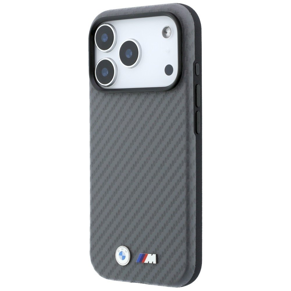 BMW M Carbon Metal Logo MagSafe Aizsargapvalks priekš iPhone 18 Pro Max / pelēks (BMHMP18X26SWPCILA)