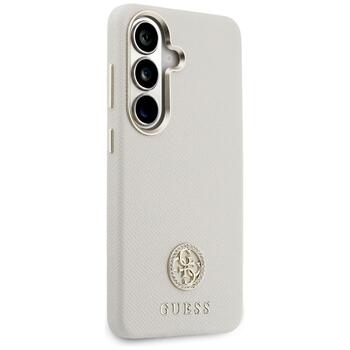 Case Guess Rhinestone Round Logo MagSafe Aizsargapvalks priekš Samsung Galaxy S26 / bēšs (GUHMS26SPGCRMDEE)