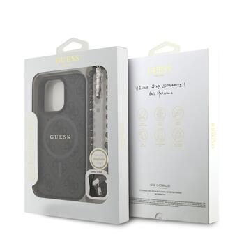 Guess PU Leather 4G Colored Ring Strap MagSafe Case Защитный чехол для iPhone 16 Pro Max / чёрный (GUHMP16XP4GREGSK)